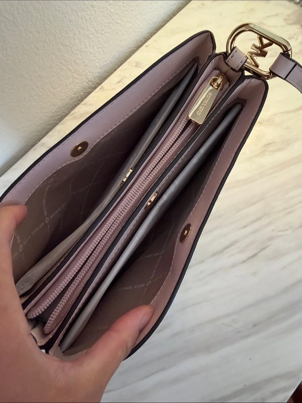 Michael Kors Logo Crossbody with Light Pink Trim